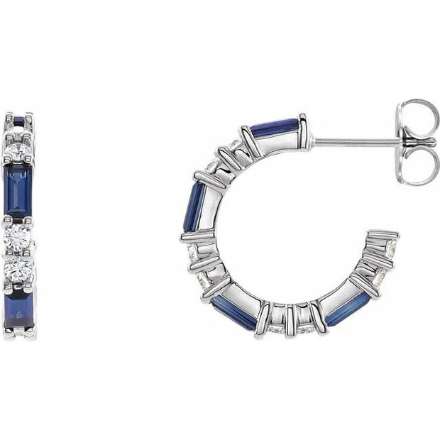 14K White Natural Blue Sapphire & 1/2 CTW Natural Diamond Earrings - Robson's Jewelers