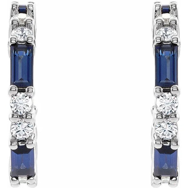 14K White Natural Blue Sapphire & 1/2 CTW Natural Diamond Earrings - Robson's Jewelers