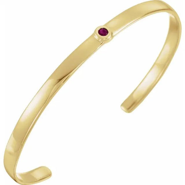 14K Yellow Natural Ruby Cuff 6" Bracelet - Robson's Jewelers