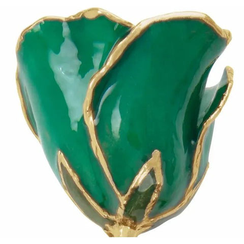 Lacquered Emerald Colored Rose with Gold Trim - Robson's Jewelers