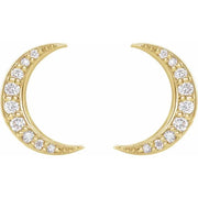 14K Yellow 1/10 CTW Natural Diamond Crescent Moon Earrings - Robson's Jewelers