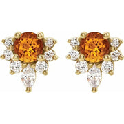 14K Yellow Natural Citrine & 1/6 CTW Natural Diamond Earrings - Robson's Jewelers