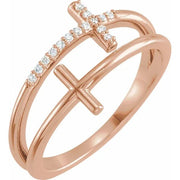 14K Rose .06 CTW Natural Diamond Sideways Cross Ring - Robson's Jewelers