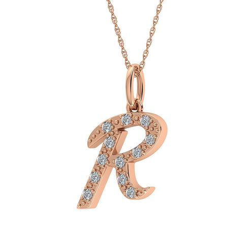 Diamond 1/8 Ct.Tw. Letter R Pendant in 10K Rose Gold - Robson's Jewelers