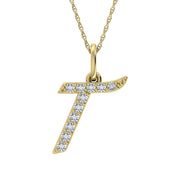 Diamond 1/8 Ct.Tw. Letter T Pendant in 10K Yellow Gold - Robson's Jewelers