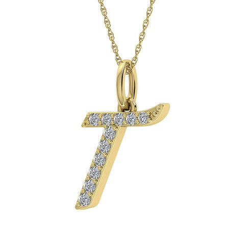 Diamond 1/8 Ct.Tw. Letter T Pendant in 10K Yellow Gold - Robson's Jewelers