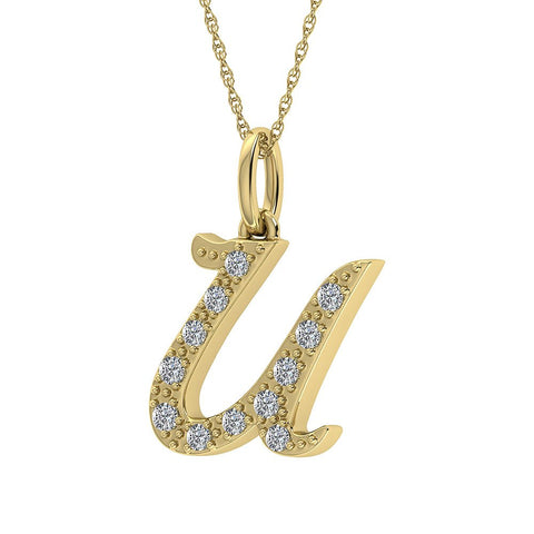 Diamond 1/8 Ct.Tw. Letter U Pendant in 10K Yellow Gold - Robson's Jewelers