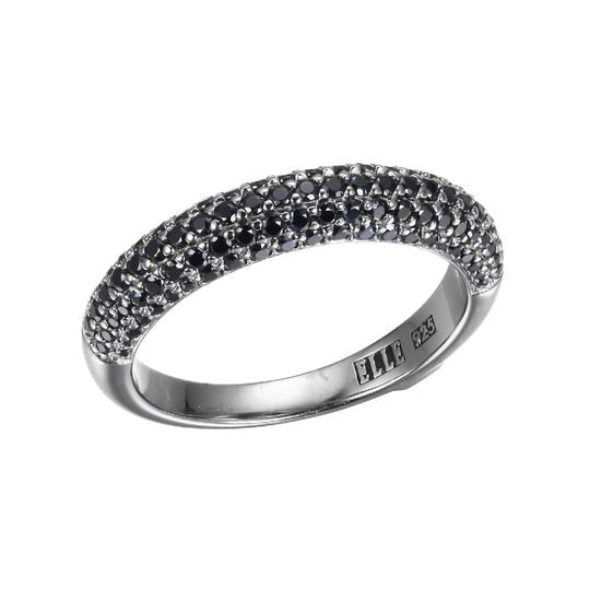 SS ELLE " STARDUST" RHODIUM AND RUTHENIUM PLATED GENIUNE BLACK SPINEL RING SIZE 6 - Robson's Jewelers