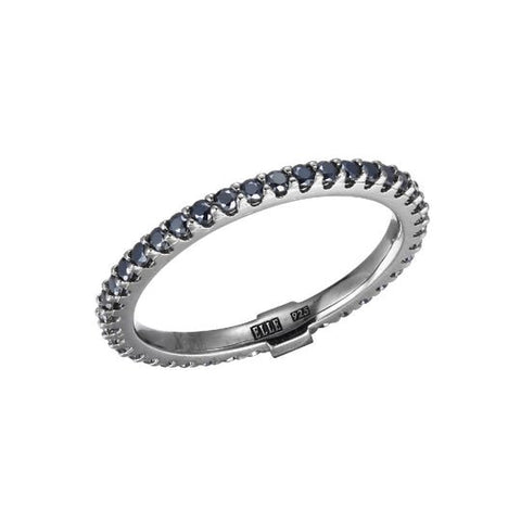 SS ELLE " STARDUST" RHODIUM AND RUTHENIUM PLATED GENIUNE BLACK SPINEL RING SIZE 6 - Robson's Jewelers