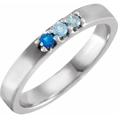 14K White Natural Blue Multi-Gemstone Midi Ring - Robson's Jewelers