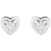 14K White .03 CTW Natural Diamond Youth Heart Earrings - Robson's Jewelers