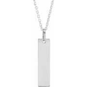 14K White 20x5 mm Engravable Bar 16-18" Necklace - Robson's Jewelers