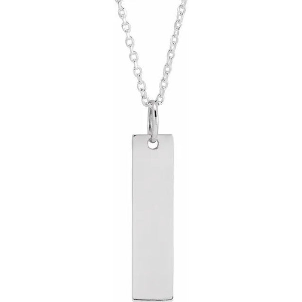 14K White 20x5 mm Engravable Bar 16-18" Necklace - Robson's Jewelers