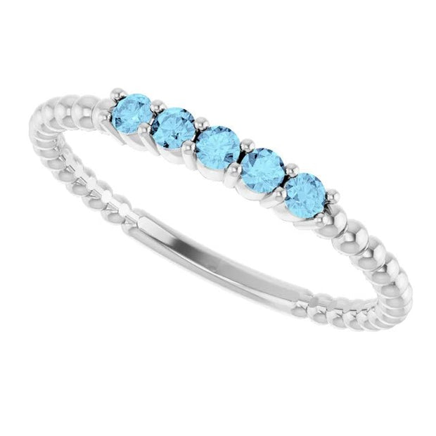 14K White Natural Aquamarine Stackable Ring - Robson's Jewelers