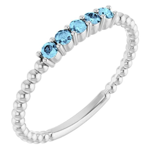 14K White Natural Aquamarine Stackable Ring - Robson's Jewelers