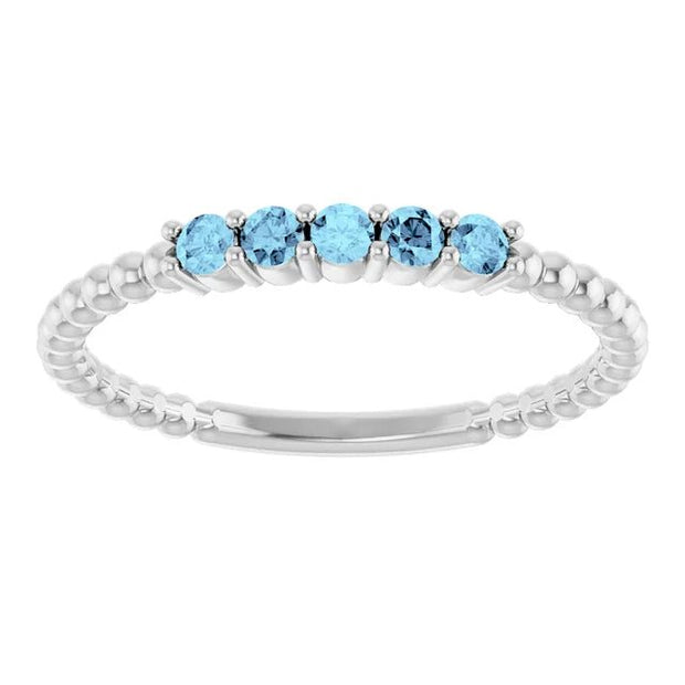 14K White Natural Aquamarine Stackable Ring - Robson's Jewelers