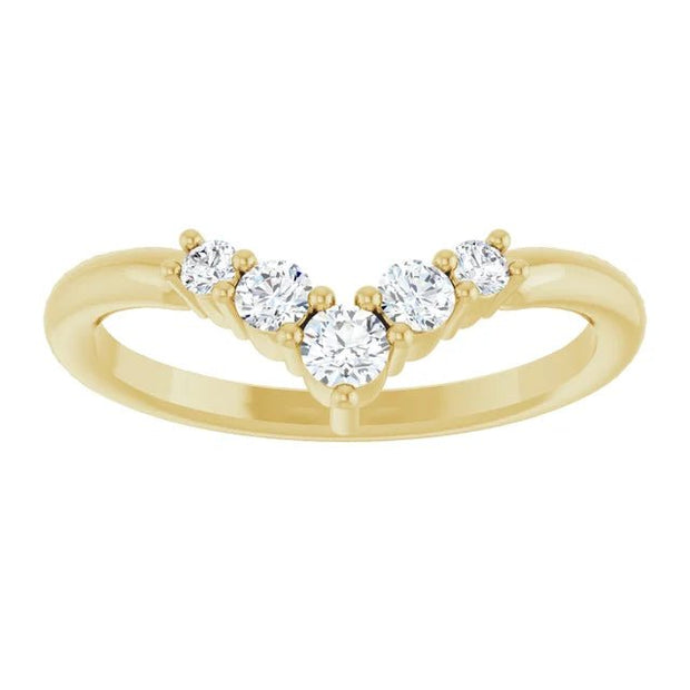 14K Yellow 1/4 CTW Natural Diamond Graduated V Ring - Robson's Jewelers