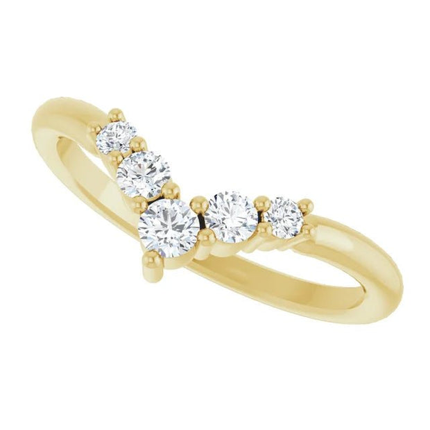 14K Yellow 1/4 CTW Natural Diamond Graduated V Ring - Robson's Jewelers