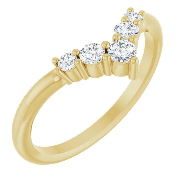 14K Yellow 1/4 CTW Natural Diamond Graduated V Ring - Robson's Jewelers