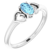 Sterling Silver Imitation Aquamarine Youth Heart Ring - Robson's Jewelers