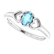 Sterling Silver Imitation Aquamarine Youth Heart Ring - Robson's Jewelers