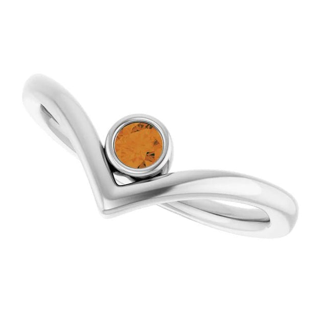 Sterling Silver Natural Citrine Bezel-Set V Ring - Robson's Jewelers