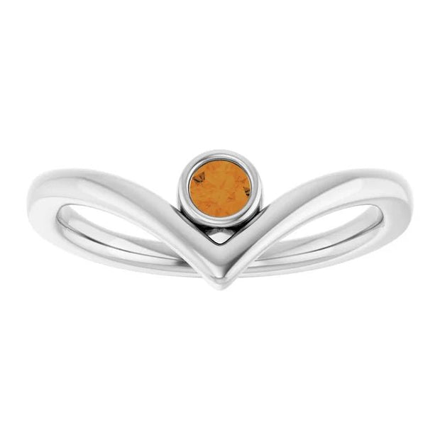 Sterling Silver Natural Citrine Bezel-Set V Ring - Robson's Jewelers