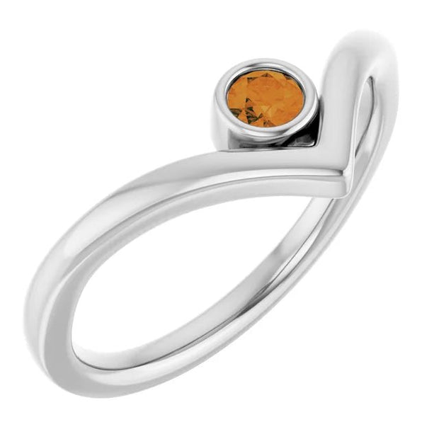 Sterling Silver Natural Citrine Bezel-Set V Ring - Robson's Jewelers