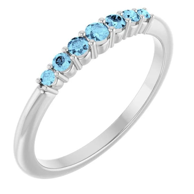 14K White Natural Aquamarine Stackable Ring - Robson's Jewelers