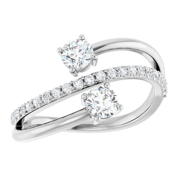 14K White 3/4 CTW Natural Diamond Two-Stone Ring - Robson's Jewelers