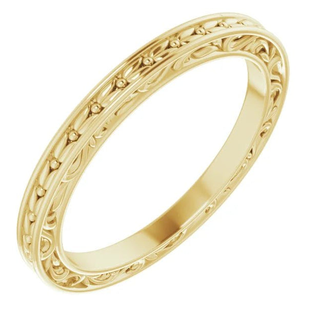 14K Yellow 2 mm Sculptural-Inspired Leaf Band Size 7 - Robson's Jewelers