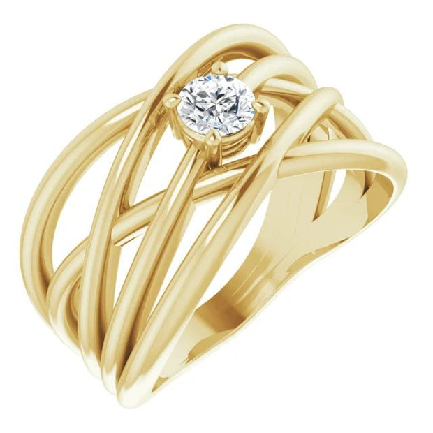 14K Yellow 1/4 CT Natural Diamond Criss-Cross Ring - Robson's Jewelers