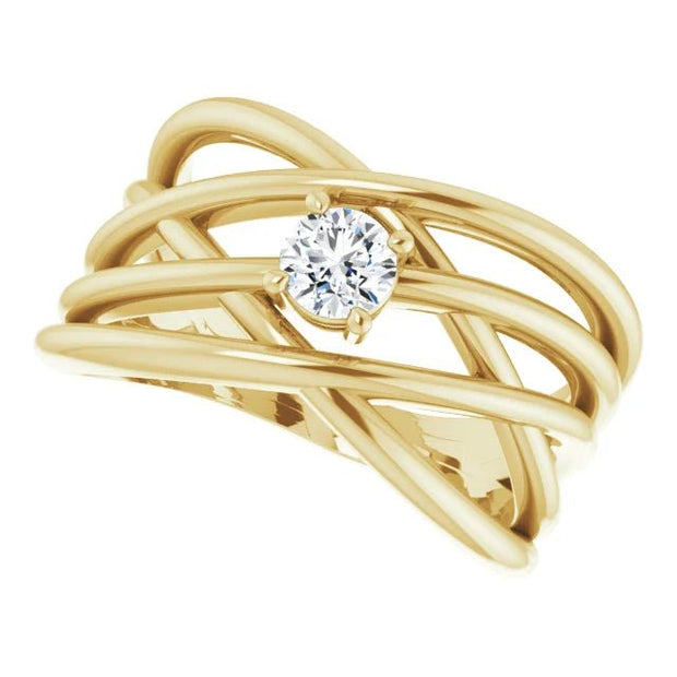 14K Yellow 1/4 CT Natural Diamond Criss-Cross Ring - Robson's Jewelers