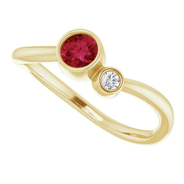 14K Yellow 4 mm Lab-Grown Ruby & .03 CT Natural Diamond Ring - Robson's Jewelers