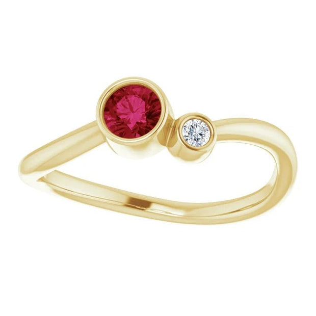 14K Yellow 4 mm Lab-Grown Ruby & .03 CT Natural Diamond Ring - Robson's Jewelers