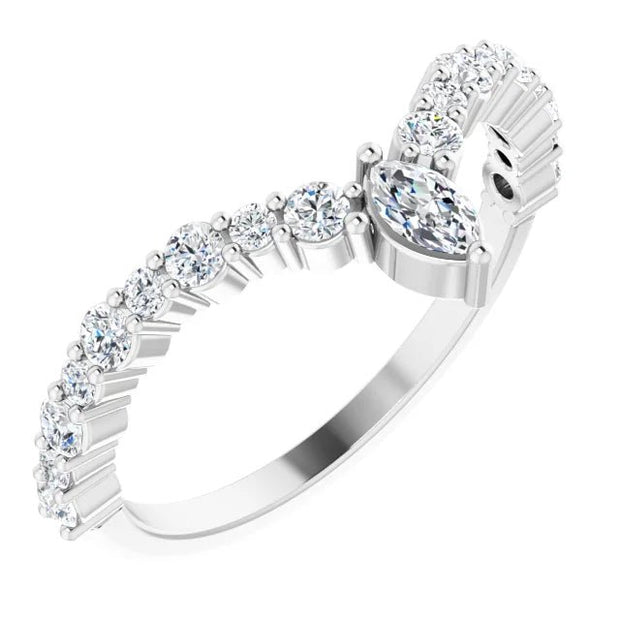 14K White 1/2 CTW Natural Diamond V Ring - Robson's Jewelers