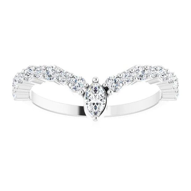 14K White 1/2 CTW Natural Diamond V Ring - Robson's Jewelers