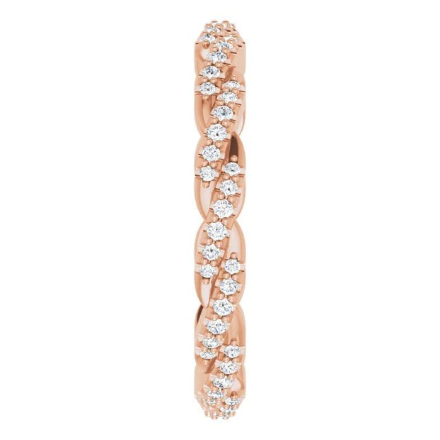 14K Rose 1/4 CTW Natural Diamond Twisted Eternity Band Size 7 - Robson's Jewelers