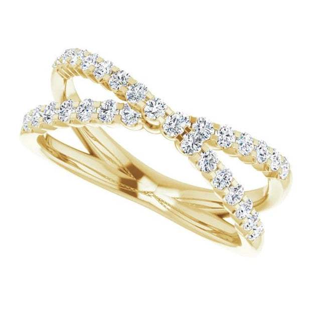 14K Yellow 1/2 CTW Natural Diamond Criss-Cross Ring - Robson's Jewelers