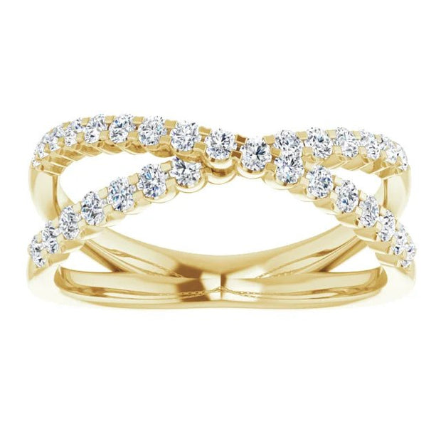 14K Yellow 1/2 CTW Natural Diamond Criss-Cross Ring - Robson's Jewelers