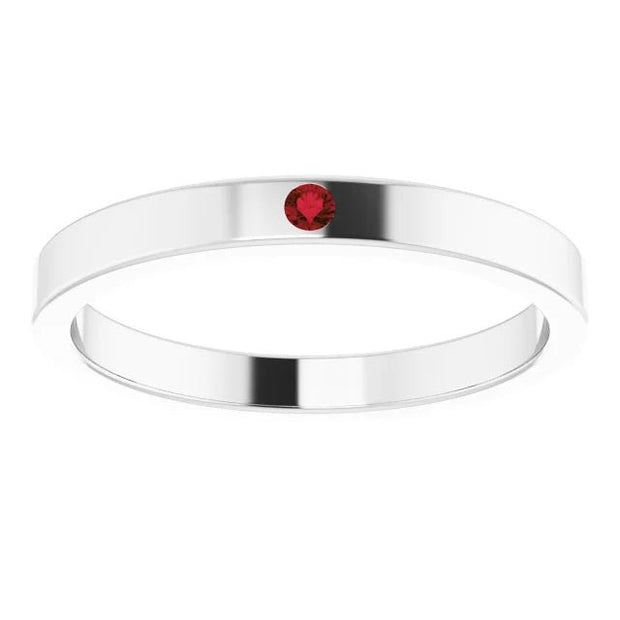 14K White Natural Mozambique Garnet Family Stackable Ring - Robson's Jewelers