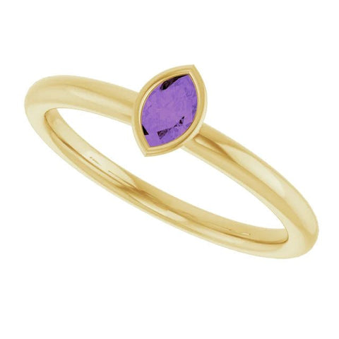 14K Yellow Natural Amethyst Stackable Ring - Robson's Jewelers