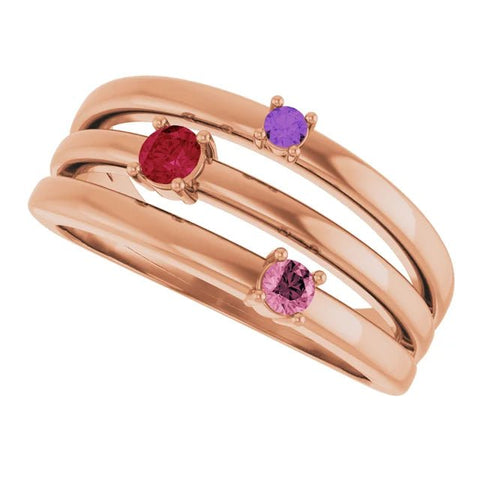 14K Rose Natural Multi-Gemstone Negative Space Ring - Robson's Jewelers