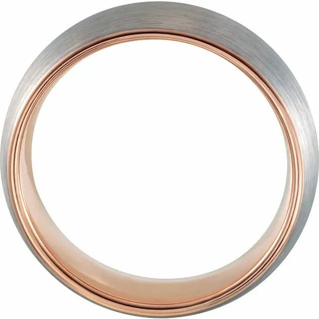 18K Rose Gold PVD Tungsten 6 mm Half Round Size 10 Band With Satin Finish - Robson's Jewelers