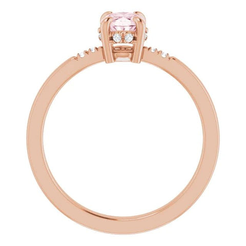 14K Rose Natural Pink Morganite & .06 CTW Natural Diamond French-Set Ring - Robson's Jewelers