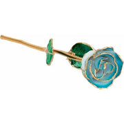 Lacquered Cream Turquoise Rose with Gold Trim - Robson's Jewelers