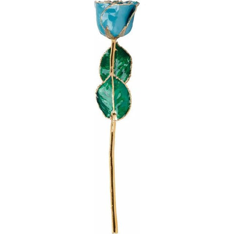 Lacquered Aquamarine Colored Rose with Gold Trim - Robson's Jewelers
