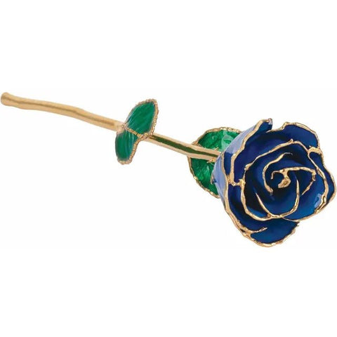 Lacquered Blue Sapphire Colored Rose with Gold Trim - Robson's Jewelers
