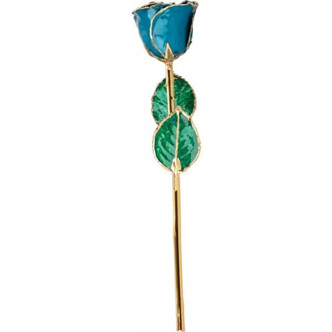 Lacquered Blue Zircon Colored Rose with Gold Trim - Robson's Jewelers