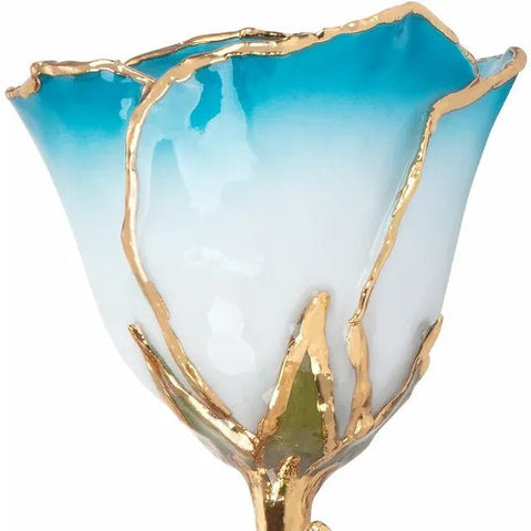 Lacquered Cream Turquoise Rose with Gold Trim - Robson's Jewelers